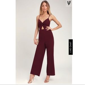 Lulus Geanna Burgundy Twist-Front Jumpsuit Lush